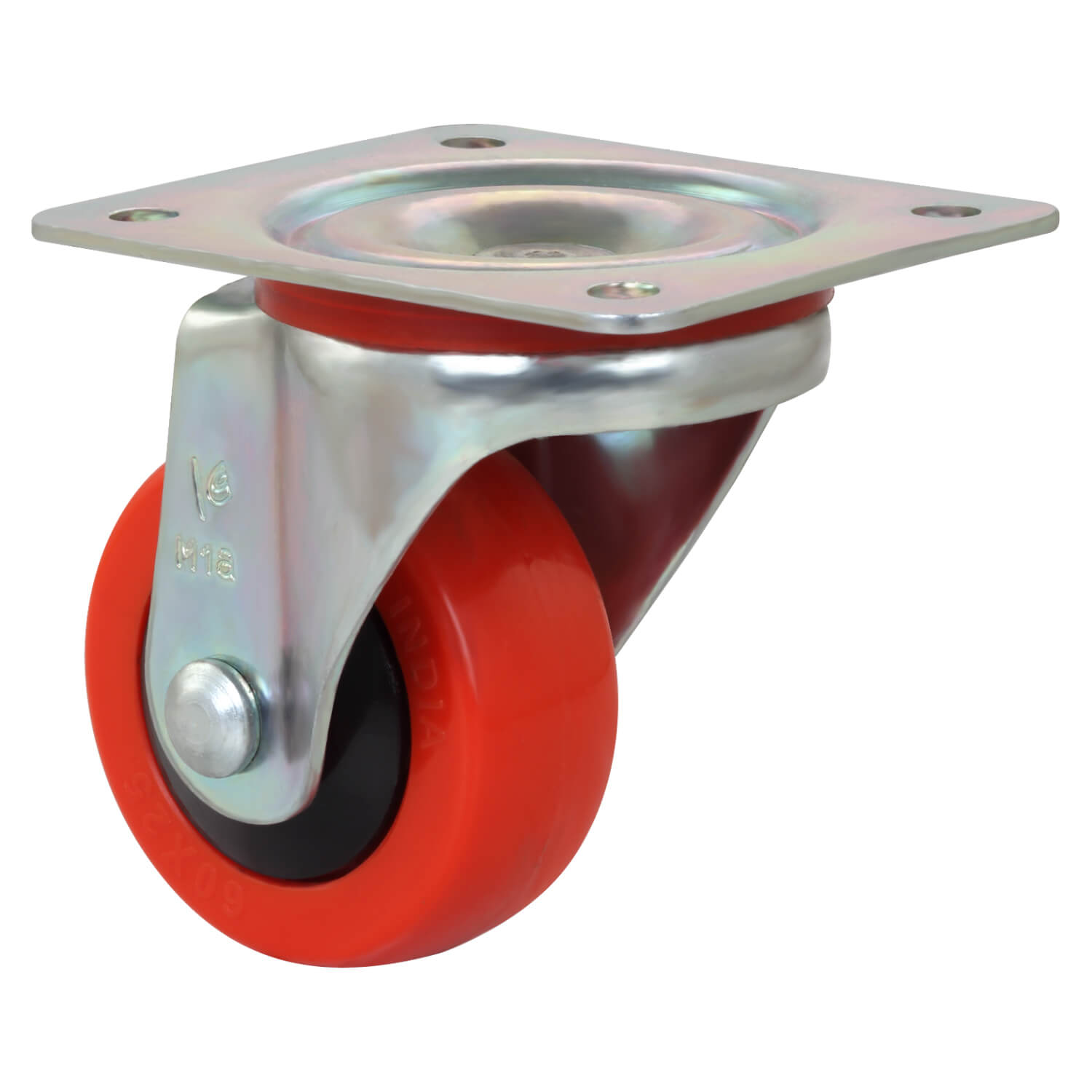 Red Nylon wheel swivel type stainless steel 60mm Castor - back side view castor image