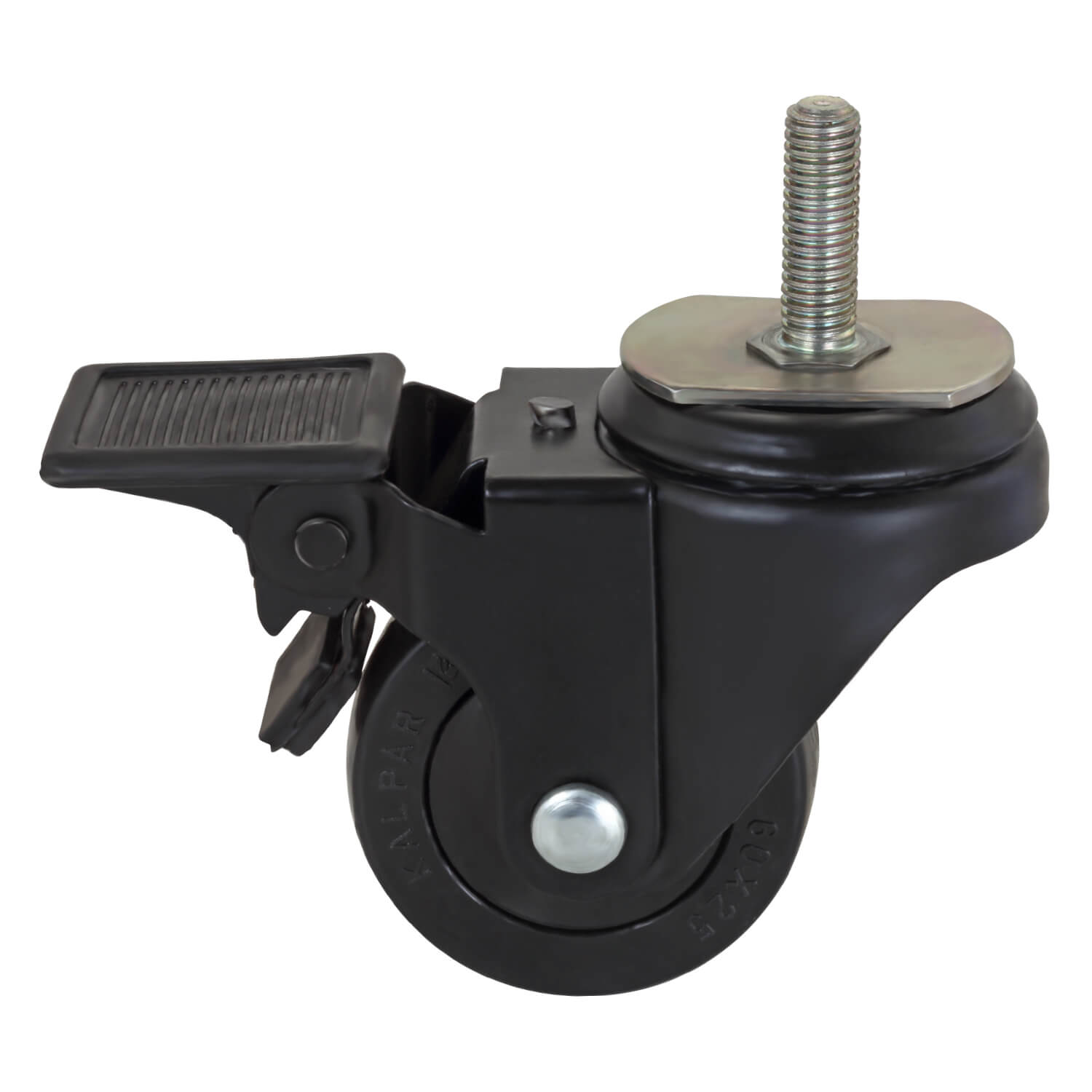 Black color Nylon wheel swivel type stainless steel 60mm Castor with brake- side view castor image