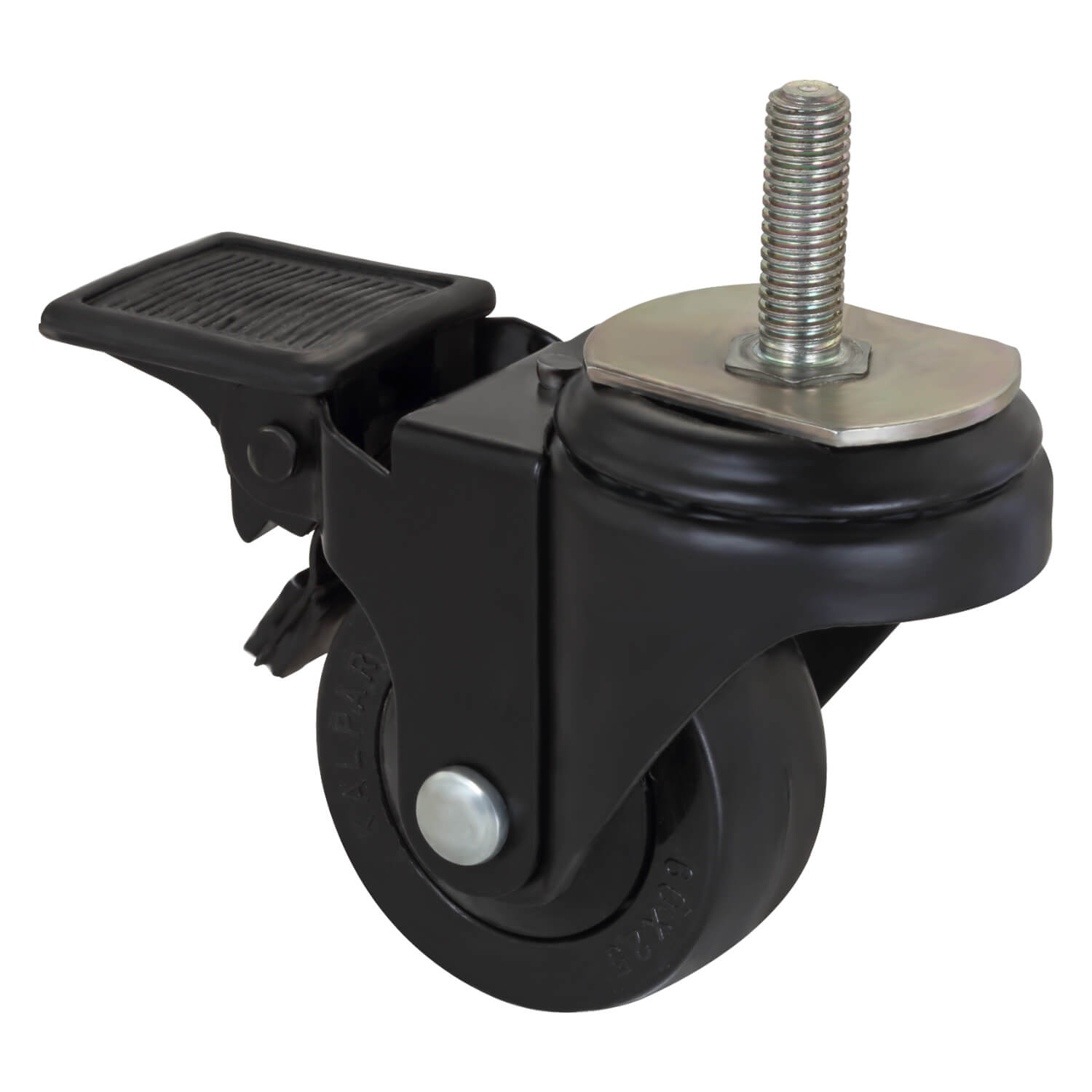 Black color Nylon wheel swivel type stainless steel 60mm Castor with brake- Back side view castor image