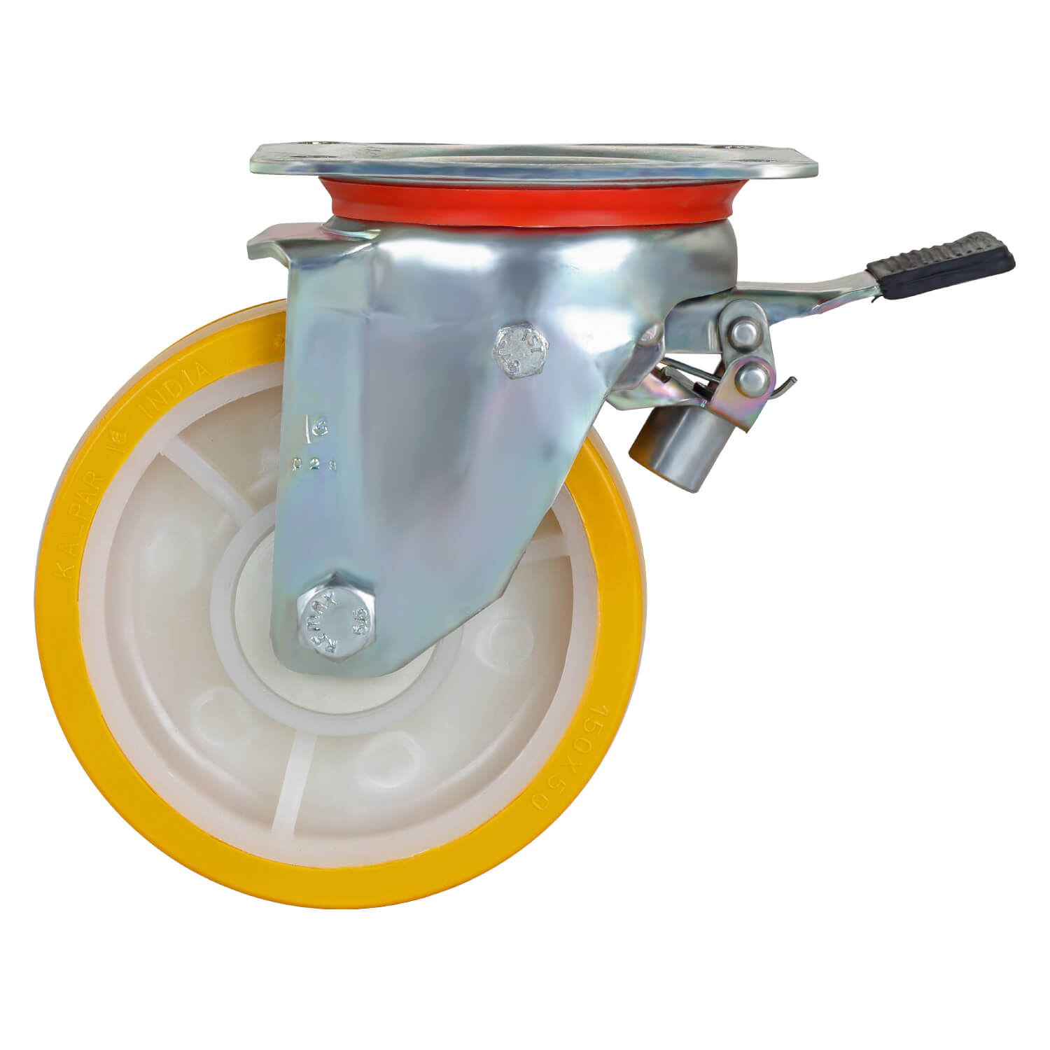 Heavy Duty Trolley Swivel Nylon Castors With Brake - 150 mm (6 inch) 300 Kgs