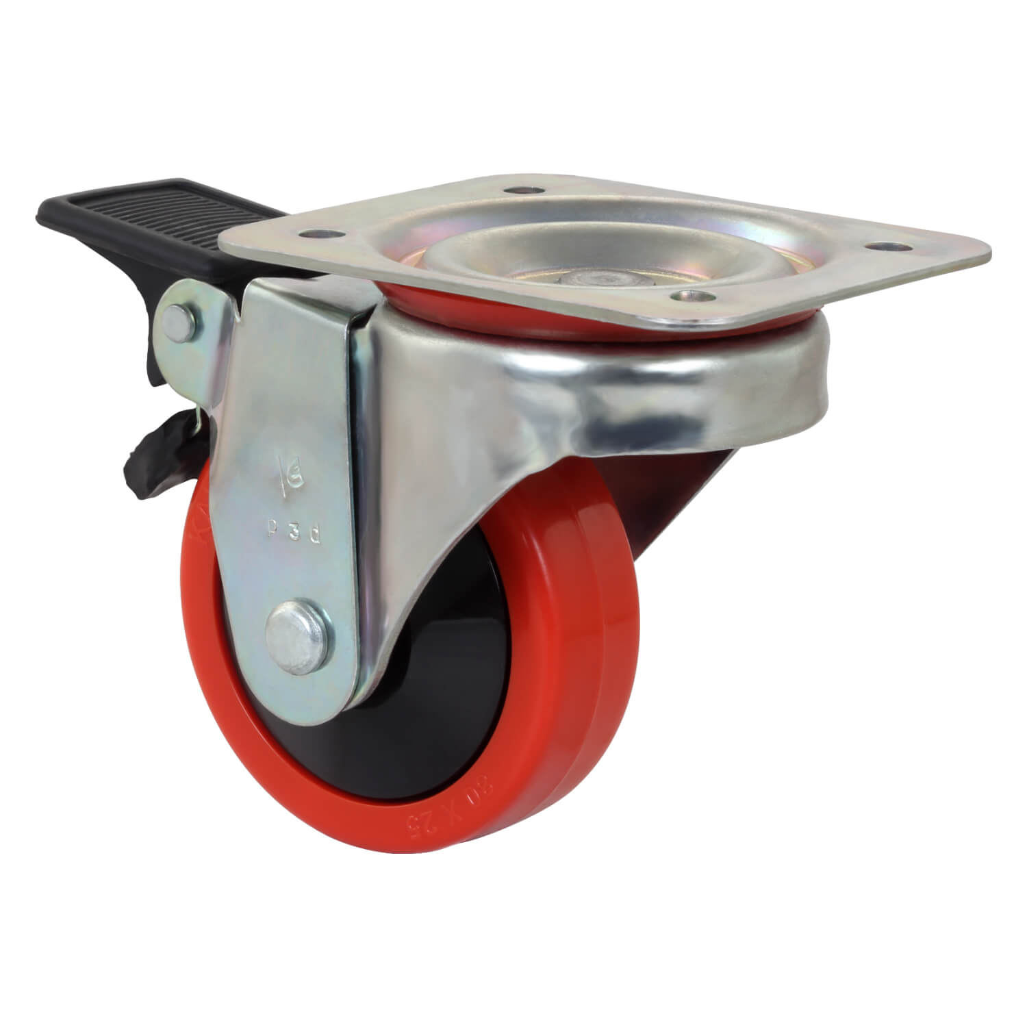 Nylon Swivel Type Castors With Brake - 80 mm (3.15 inch) 80 Kgs