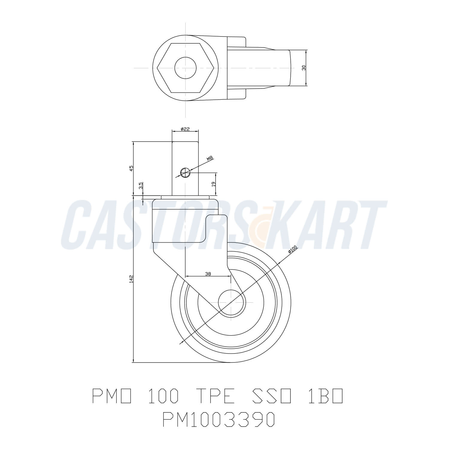 Non Rusting Medicare TPE Swivel Type Plastic Moulded Castors - 100 mm (4 Inch) 80 Kgs
