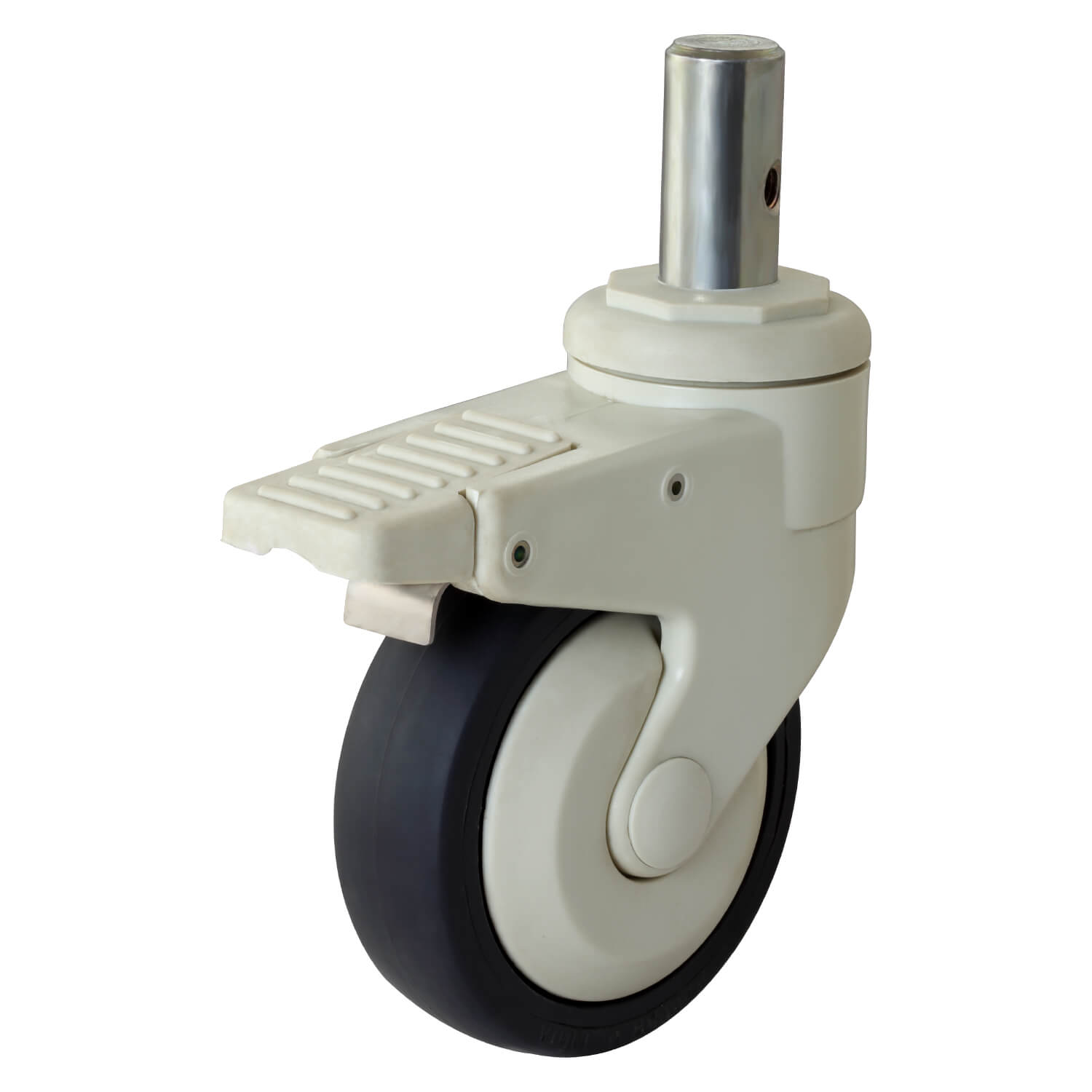 Non Rusting Medicare TPE Swivel Type Plastic Moulded Castors With Brake - 100 mm (4 Inch) 80 Kgs eq-product.png