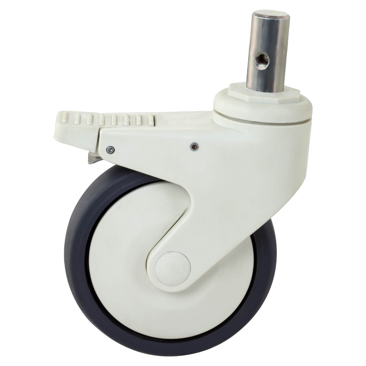Non Rusting Medicare TPE Swivel Type Plastic Moulded Castors With Brake - 125 mm (5 Inch) 100 Kgs