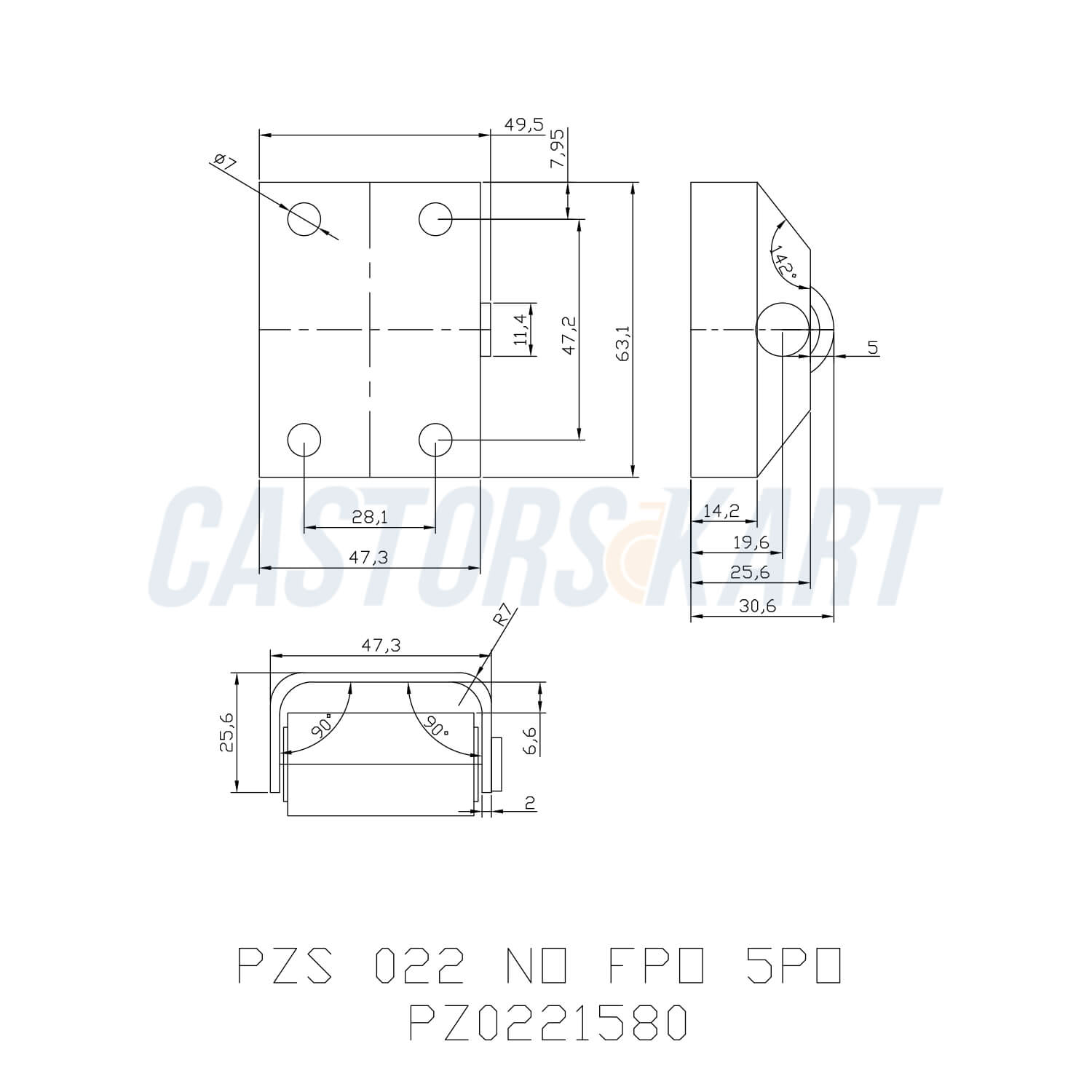 Nylon Fixed Type Castors - 22 mm (1 inch) 20 Kgs