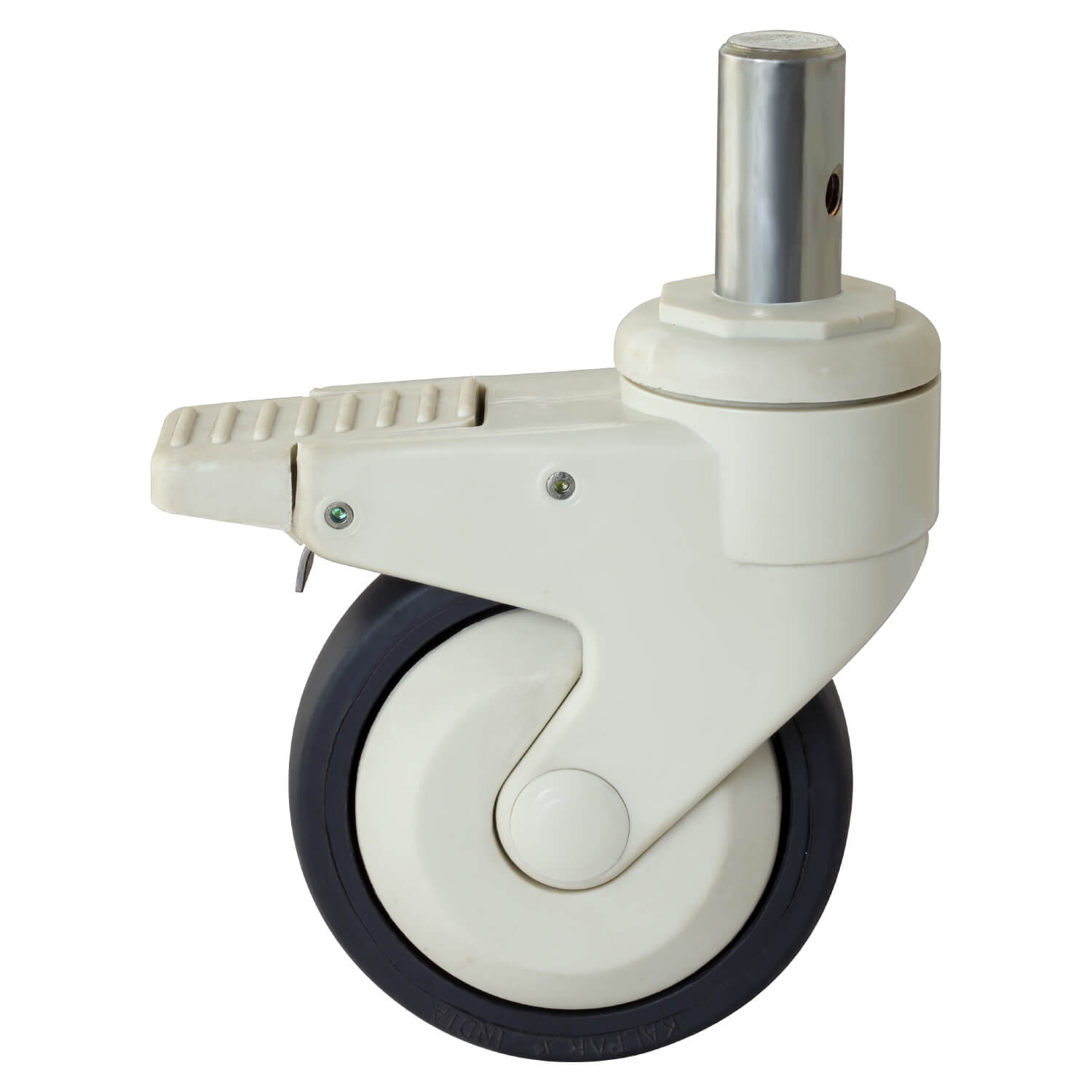 Non Rusting Medicare TPE Swivel Type Plastic Moulded Castors With Brake - 100 mm (4 Inch) 80 Kgs