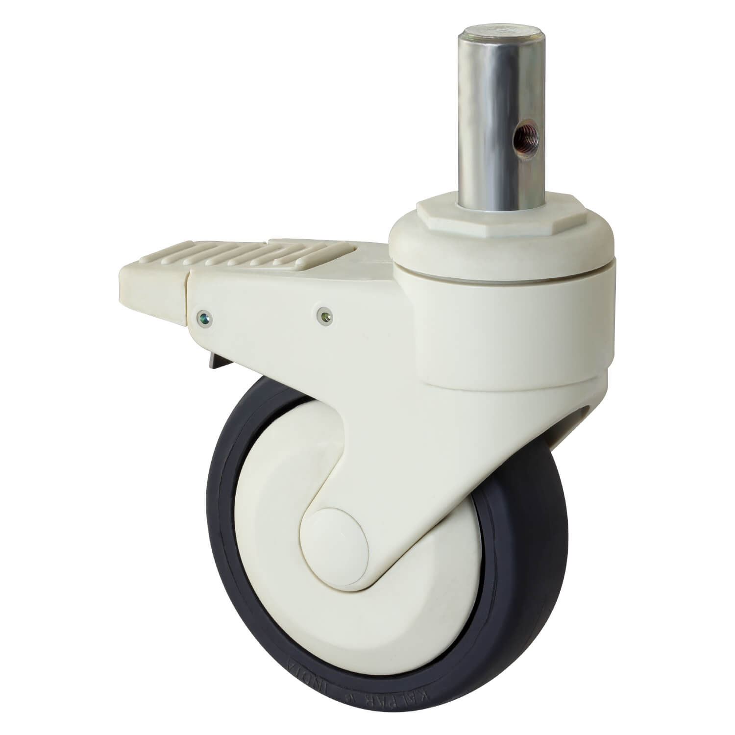 Non Rusting Medicare TPE Swivel Type Plastic Moulded Castors With Brake - 100 mm (4 Inch) 80 Kgs
